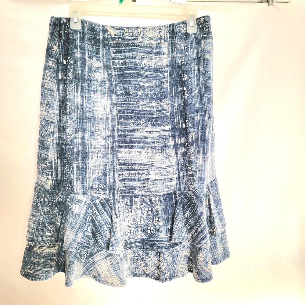 Ralph Lauren Blue & Cream Patterned Skirt Size 4